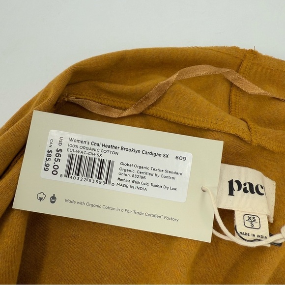 PACT Airplane Cardigan in Chai Heather Organic Cotton Size XS/S - Picture 9 of 13